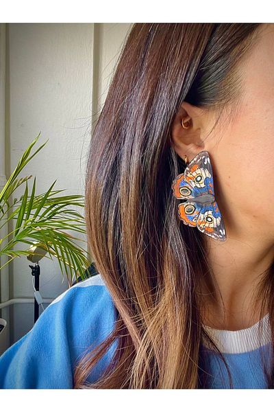 Gizy Store Special Design Blue Big Butterfly Earrings - Handmade