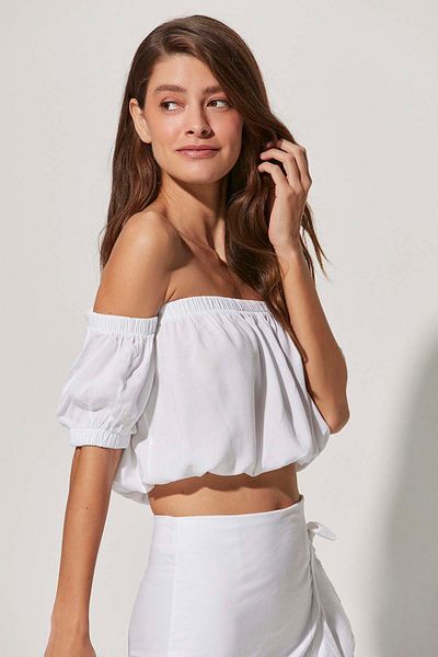 White By Nature Strapless White Crop