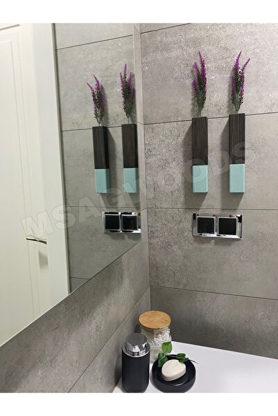 MSAĞWOODS 2'li وعاء زهور خشبي المطبخ الحمام الشتاء حديقة البوهيمي ريفي شرفة زهرة اصطناعية هدية المنزل المهر