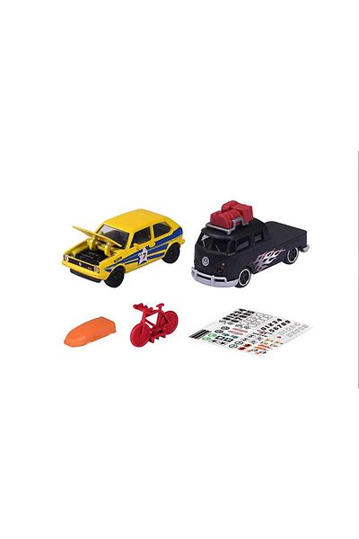 Majorette 2 Pcs Volkswagen the Originals- Twin Set Adventure Vw Golf I Car + Vw T1 Minibus Special Series