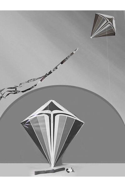 GÜLEN UÇURTMA Kırlangıç Desenli Elmas Uçurtma Gri Renk 70 M Ip Dahil