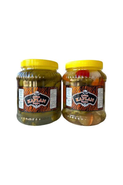 çubuk kaplan turşuları 2 KG SALATALIK ve 2 KG KARIŞIK TURŞU (ORTA PAKET)- Ev ...