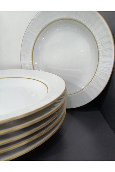 Porland Gilt Guaranteed - 19 cm Sapphire Porcelain Dinner Plate, 12 Pieces