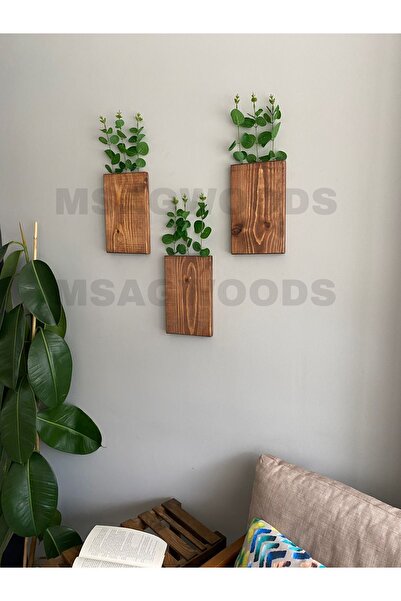 MSAĞWOODS 3'LÜ AHŞAP ÇİÇEKLİK MUTFAK BANYO KIŞ BAHÇESİ YAPAY ÇİÇEK BALKON EV ...