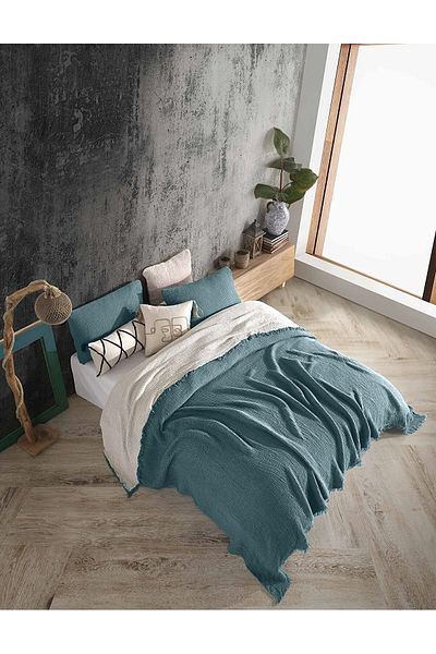 destinyhometex King Size Multi Muslin Bedspread - 240x260cm/50x70cm, 4 Layers, 100% Cotton