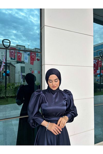 BYATEİLER DARK BLUE JANJAN CHIFFON SHAL