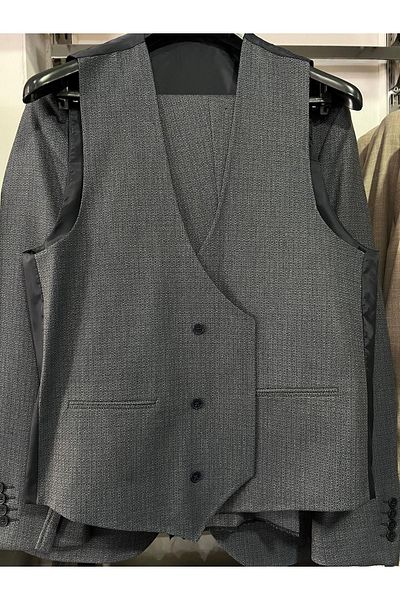 SÜVARİ Slim Fit Snap Patterned Suit with 6 Drop Vest
