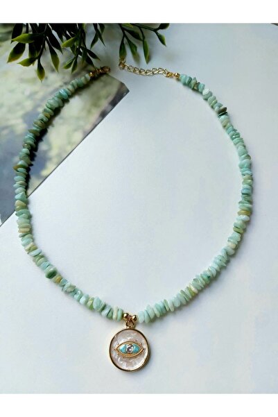 Lilamor Amazonit Taşı Göz Kolye