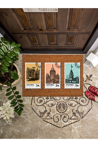Viadela Istanbul Themed Door Mat 45X65