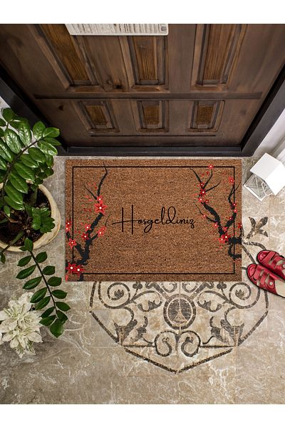 Viadela 45x65 Model Floral Branched Door Mat