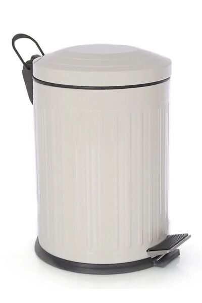 REYKA HİJYEN 12 Litre Pedallı Vitange Çizgili Desen Gri, Metal Çöp Kovası