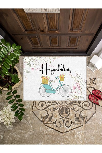 Viadela 45x65 Model Welcome Mat with Bicycle