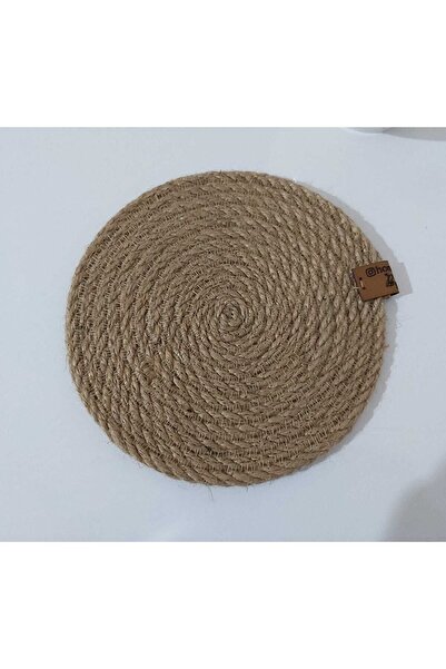 6 Pieces Coaster Jute Cotton Straw Presentation Kitchen Table Decor Handmade Machine Stitched - 14 cm