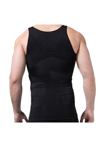 bejamonti Men's Black Body Shaper Chest Enhancer Waist Abdominal Gathering Corset Athlete