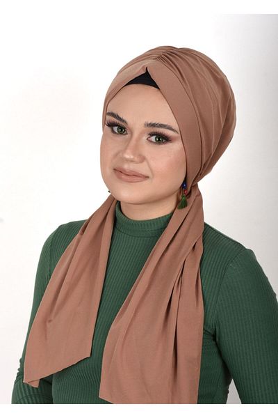 OykumBone Caramel Plain Humor Sandy Fabric Ready Shawl /bone