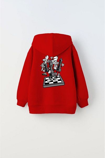 The Champ Clothing Think Printed Red Unisex Kids Hoodie - Hooded Fleece Sweatshirt