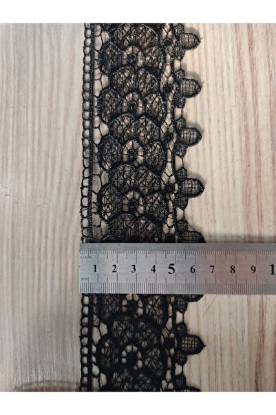 DUAYEN Güpür Dantel Siyah Menekşe Desen 1 Metre