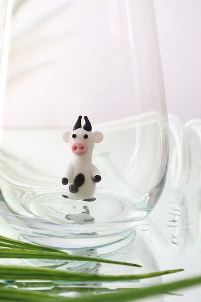 ADAMODART Cow Figured Murano Glass Handmade Single Water Cup