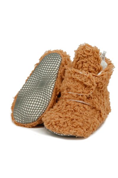 Ella Bonna Light Brown Organic Cotton Lined - Non-Slip Sole Baby Pants and Ilkadım Home Booties