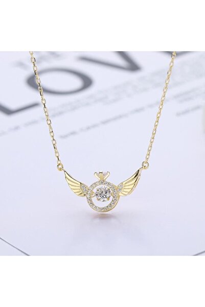 Çelik Kanatlı Yüzük Kolye Gold