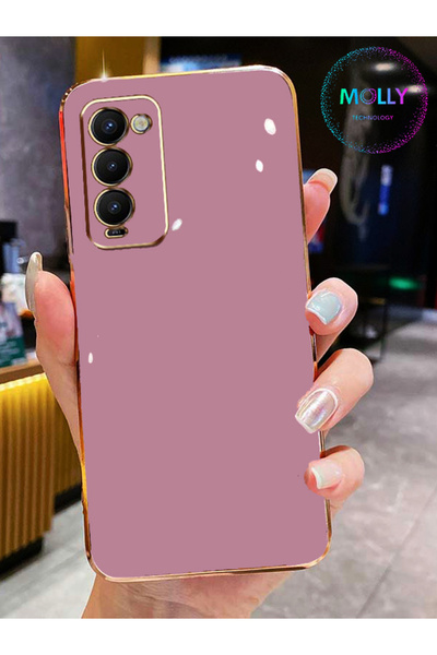 Molly Technology Tecno Camon 18 Için Lila Kenarları Gold Detaylı Lüks Silikon...