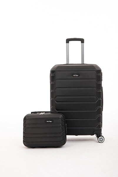 HSR Elegant Abs Orta Boy Ve Makyaj Çantası 2'li Valiz Seti