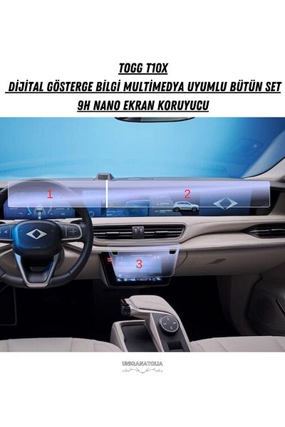 UniqAnatolia TOGG T10X - 9h Nano Digital Indicator, Screen Protector, Multimedia Compatible Whole Set