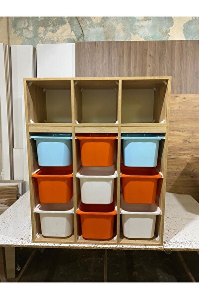 OYUNCAK DOLABI Kitaplıklı Oyuncak Saklama Dolabı Mdf Kit Batu 1