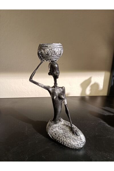 RAY TİCARET Siyahi Kadın Mumluk Biblo