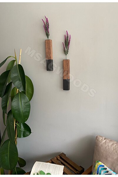 MSAĞWOODS 2 bucăți ghiveci din lemn pentru bucătărie, baie, grădină de iarnă, boemă, rustică, balcon, floare artificială, cadou pentru acasă, cadou de nuntă