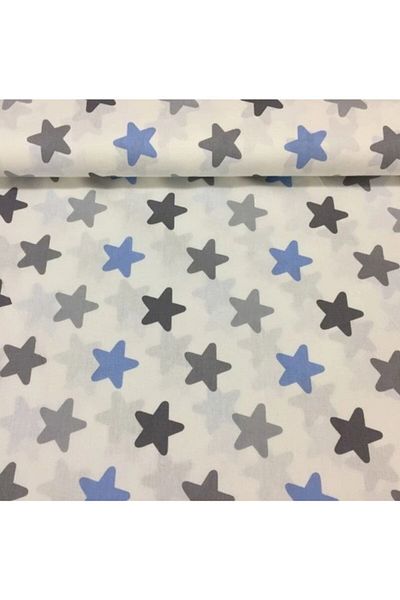 Bebek Özel Cearşaf de pat pentru copii Blue Grey Star 100% bumbac - 100x160