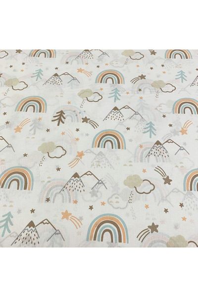 Bebek Özel 90x190 Brown Rainbow - 100% Cotton, Children's Fitted Sheet