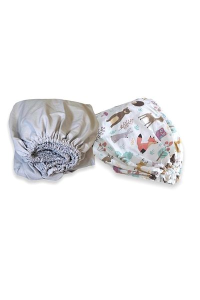 Bebek Özel Cearșaf de pat 100% bumbac de culoare gri și naturală pentru bebeluși și copii - 100x160 (2 bucăți)