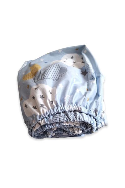 Bebek Özel Cearşaf de îmbrăcăminte pentru copii 100% bumbac Blue Moon and Stars - 90x190 (2 BUC.)
