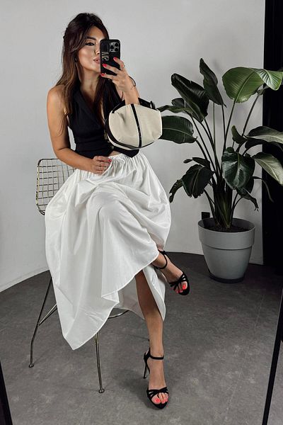 Butik Gardrop White Viscose Skirt - Pocket Detail