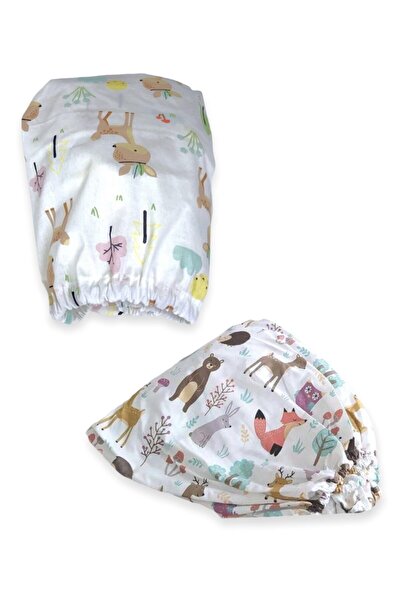 Bebek Özel 100% Cotton Children's Fitted Sheet 90x190 (2 Pieces) Karaca and Nature Patterned