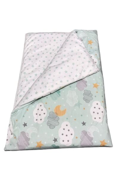 Bebek Özel Green Crescent and Star 100% Cotton Single Duvet Cover - 100x150 cm OnlY Duvet Cover