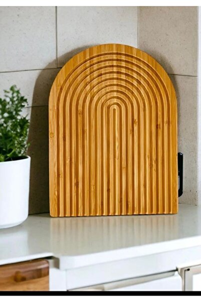 Enyaza Home Bambu Gökkuşağı Ekmek Kesme Tahtası Sunum Tahtası 33X24CM.