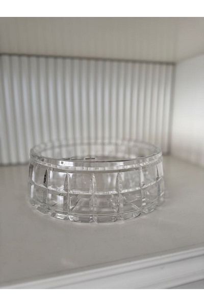 dekorasyon garajı Mercury Crystal Cut Glass Salad Bowl Square Decor 28 cm