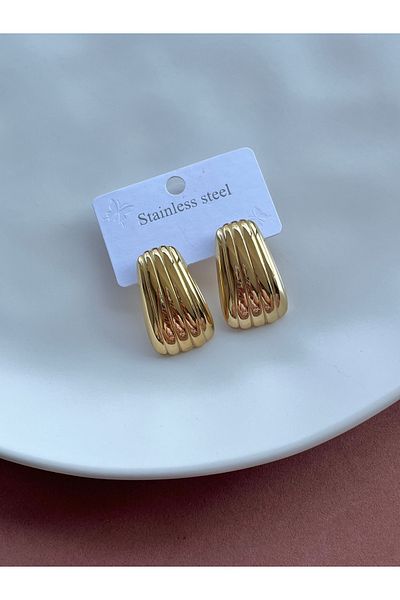 BURÇİN AKSESUAR Hailey Vintage Women's Steel Earrings - 316l Sterling Stainless