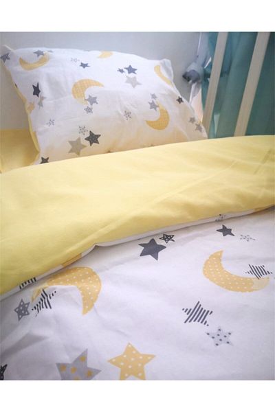 Bebek Özel Yellow Crescent Star - Set cuvertură de pilota pentru copii 100% bumbac