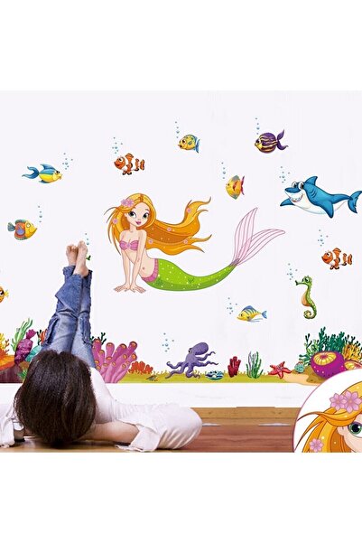 Kt Grup Podvodni svet - Set zidnih naljepnica za sobu sa sirenom i ribom za b...