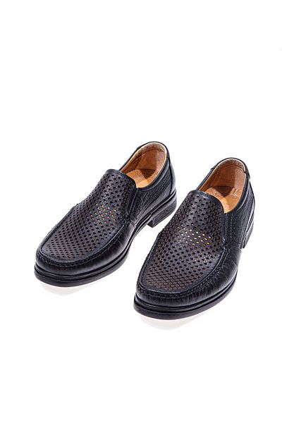 Vantaggio Piele naturală Terra Black - Pantofi pentru bărbați perforați confort
