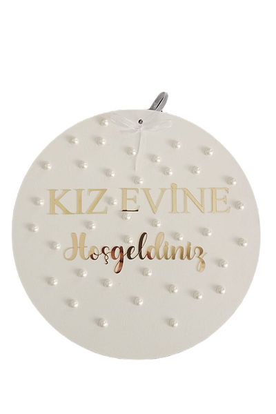 hediyesepetin Gold Plexi Girl's Home - Welcome with Pearl Detail