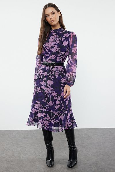 Trendyol Collection Lilafarbenes, einfarbiges, gewebtes Winterkleid – TWOAW20EL1313