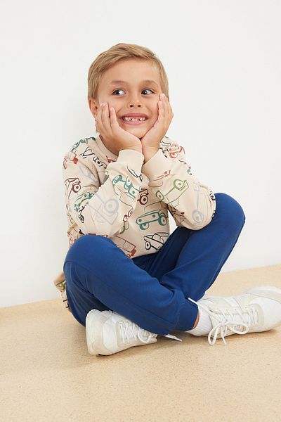 TRENDYOLKIDS Boy Beige*003 Printed Cotton Suit - Tkdaw25Au00008
