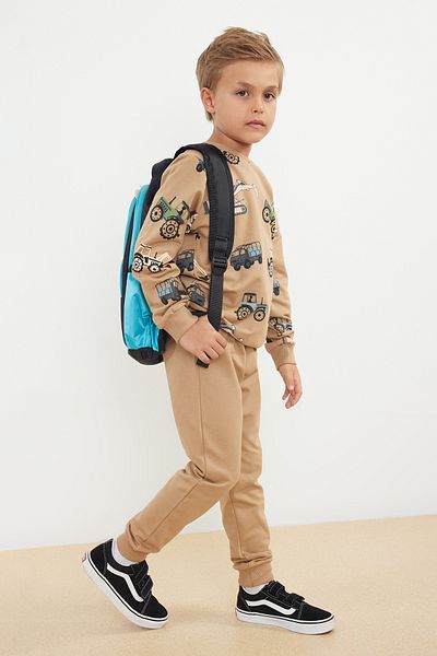 TRENDYOLKIDS Cotton Knitted Brown Printed Set - Tkdaw25Au00003