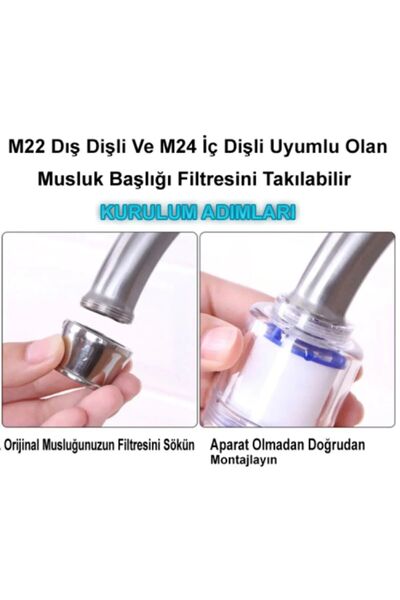 Easy Tasarruflu Su Filtresi 2 Adet Yedek Musluk Başlığı Kireç Önleyici Filtre