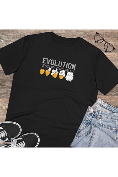 TRADESMAN Unisex Popcorn Evolution Printed Black Basic Tshirt