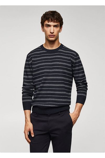 MANGO Man Gestreifter dünner Strickpullover